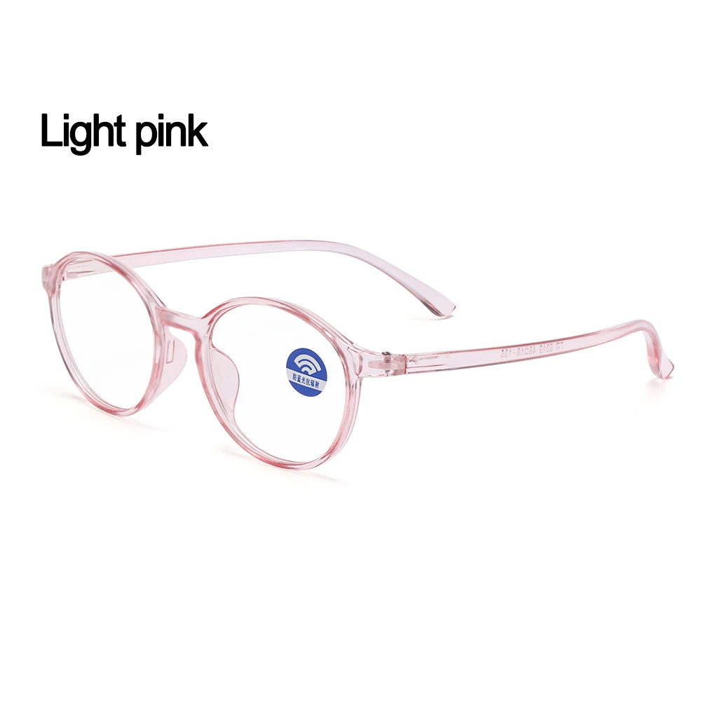 Синий светильник, блокирующие очки, радиационная защита, компьютерные очки, ультра светильник TR90, очки для чтения, круглая оправа - Цвет оправы: Light pink
