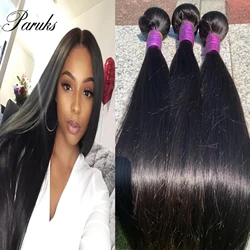 Paruks Peruvian Hair Weave Bundles Straight 100% Human Hair 3-4 Bundles Deals 40inches Raw Virgin Remy Hair Extensions Wholesale