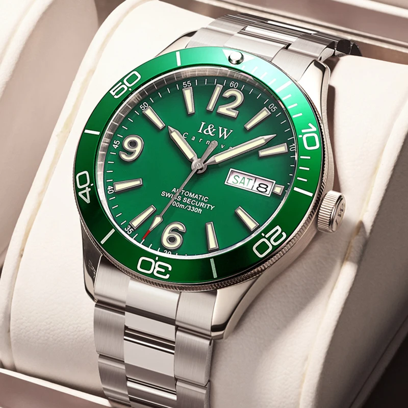 CARNIVAL Brand Men Automatic Mechanical Watch Waterproof 100M Luxury Sapphire Stainless Steel Watch NH36 Movement Reloj Hombre