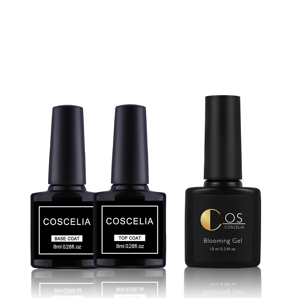 3Pcs Set COSCELIA укрепляющий Гель-лак для ногтей гель с рисунком цветения защитный гель верхнее Базовое покрытие набор для ногтей - Цвет: 3Pcs Set