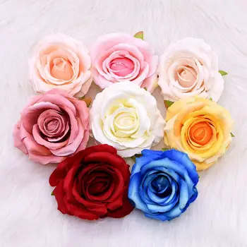 

5Pcs 10cm Artificial Flowers Rose Silk Flowers Artificial Flower Heads Home Decor Wedding Flower Decoration DIY Scrapbooking