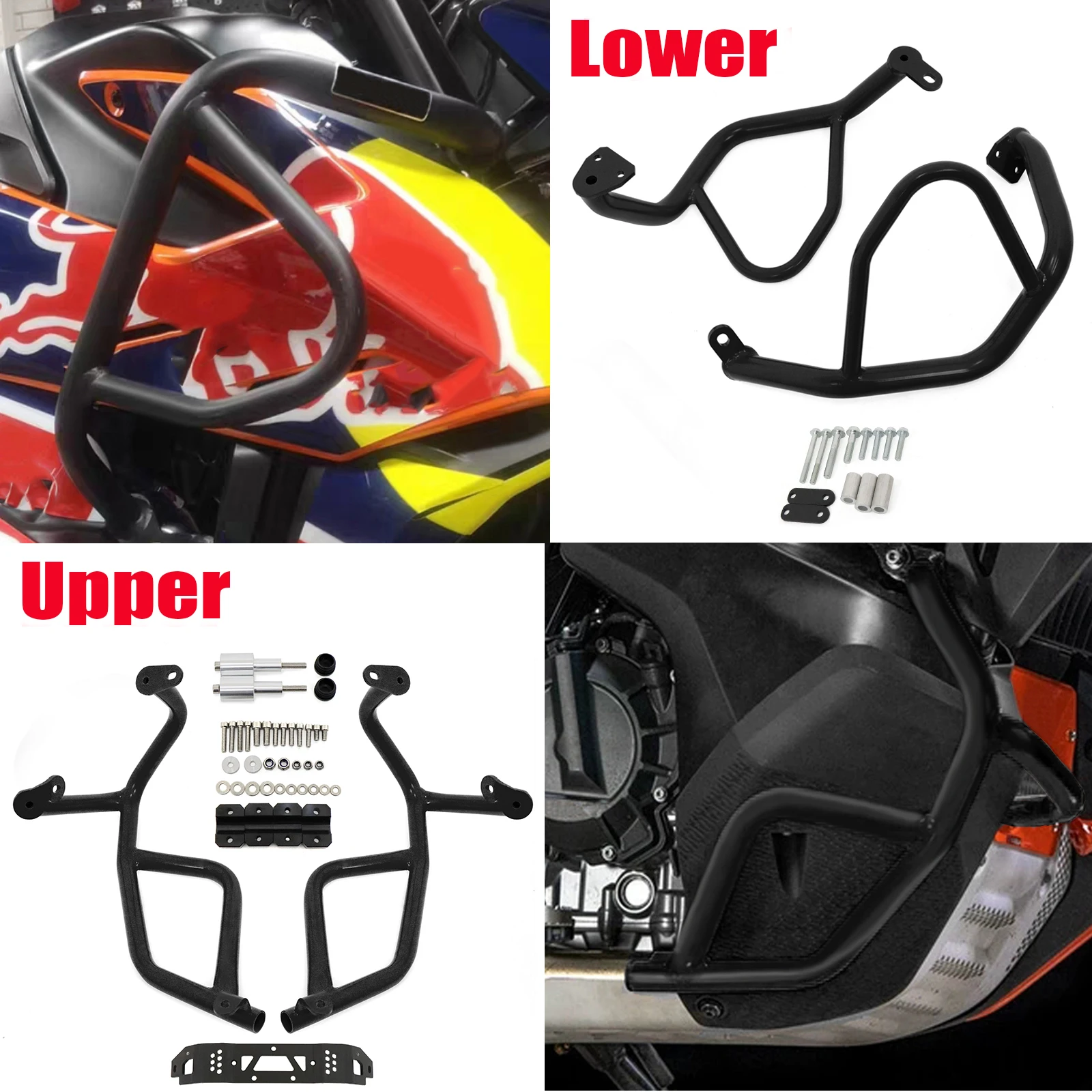 

Motorcycle Upper&Lower Bumper Engine Guard Crash Bars Protector Accessories For 790 ADV 890 Adventure R 790 R 890R 2019-2023