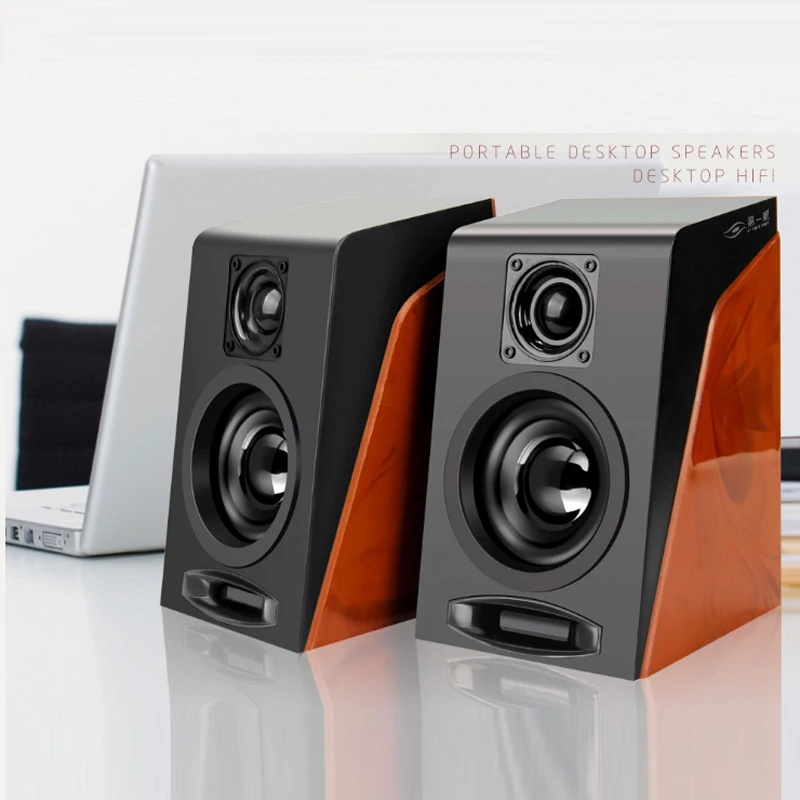 

USB Wired Desktop Computer Speaker Portable Multimedia Wooden 2.0 Notebook Small Stereo 3D Stereo Pc Subwoofer 3.5mm Audio Plug