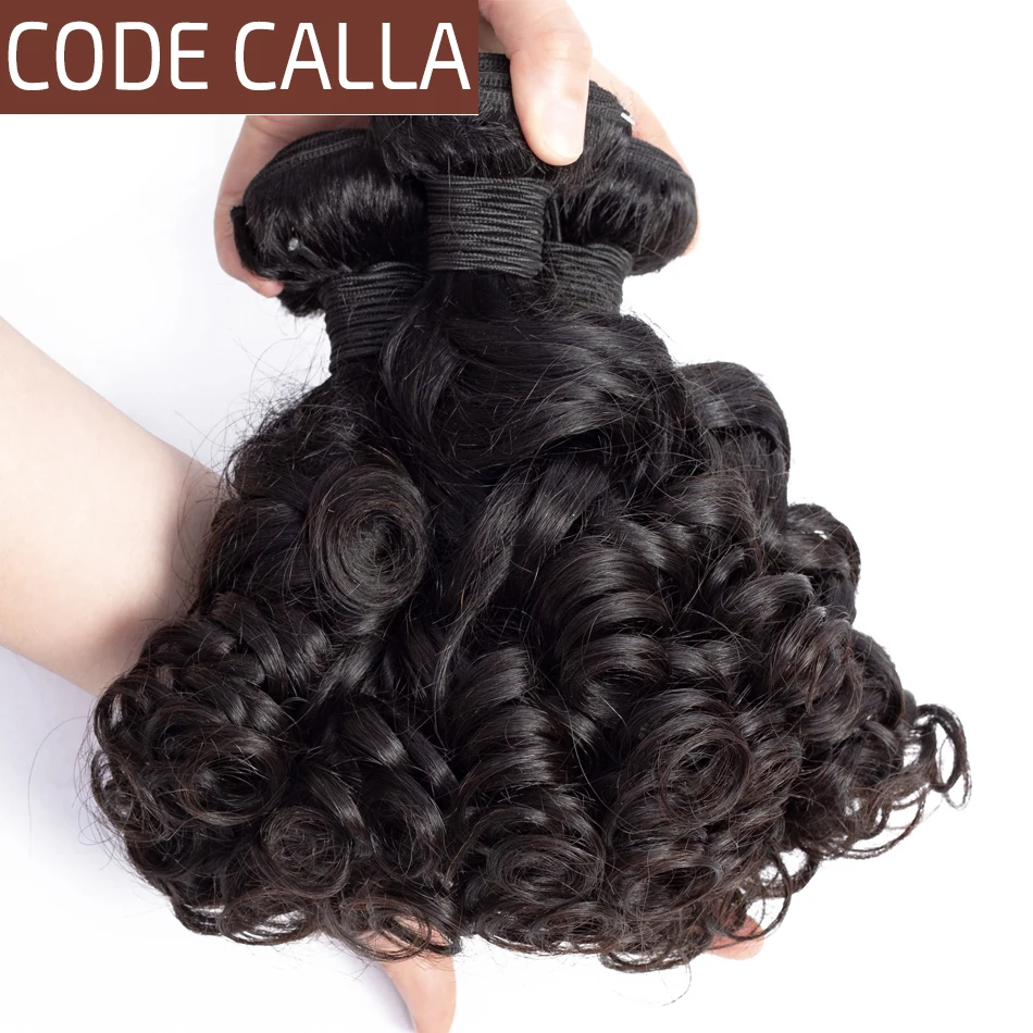 Hair Hair-Weave-Bundles Code Curly Calla Bouncy 100%Human-Hair-Extensions Brazilian Funmi