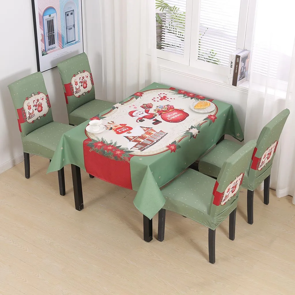 Christmas Chair Cover Case Gift Santa Xmas Party Seat Chair Case Slipcover Rectangular Tablecloth Home Party Decor New Year Gift