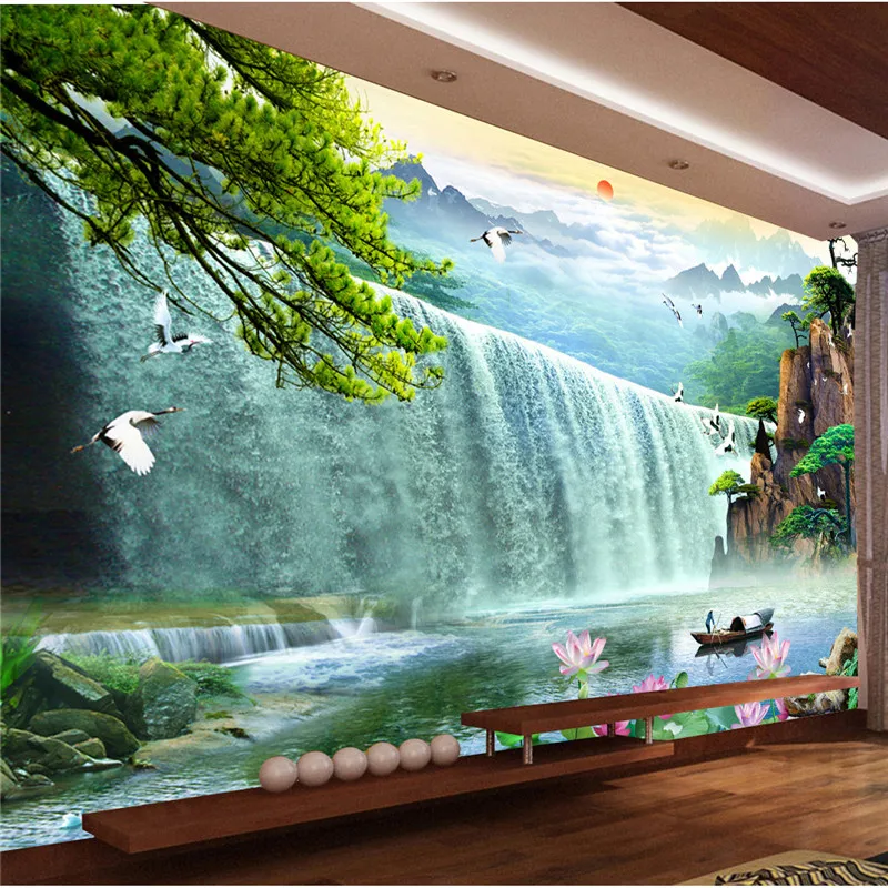 

3d wallpapers Modern Landscape Beautiful Scenery Large Waterfall wallpapers Home Decor Painting 3d Wallpapers Wall Covering