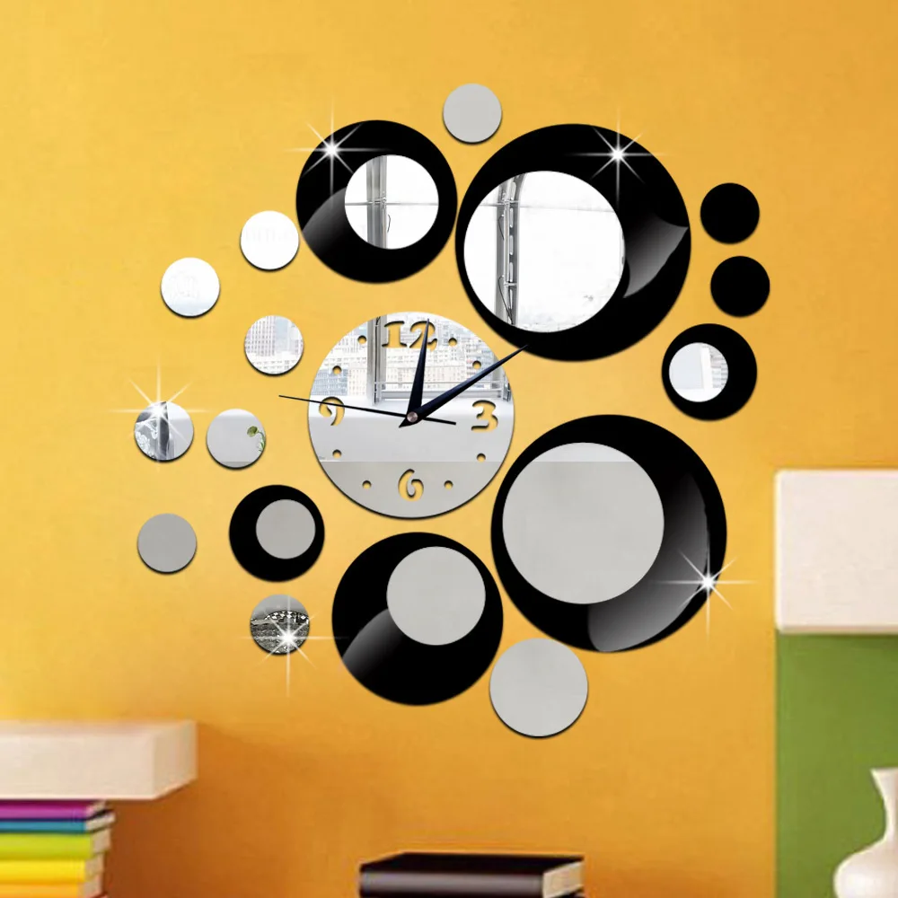 GZ019 круглый шар сочетание акриловые зеркальные настенные часы стерео кварцевые часы гостиная спальня декоративные настенные часы