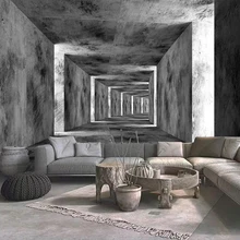 Foto personalizada Mural pared de cemento 3D estereoscópico pasillo extendido espacio Fondo papel tapiz para sala de estar decoración de pared del sofá