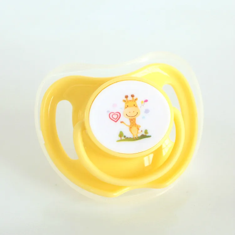 Round head yellow 1 шт. Ортодонтические Пустышки Детские хлопковые с принтом животных безопасные пищевые силиконовые Милые детские круглые и плоские соски пустышки - Цвет: Round head yellow