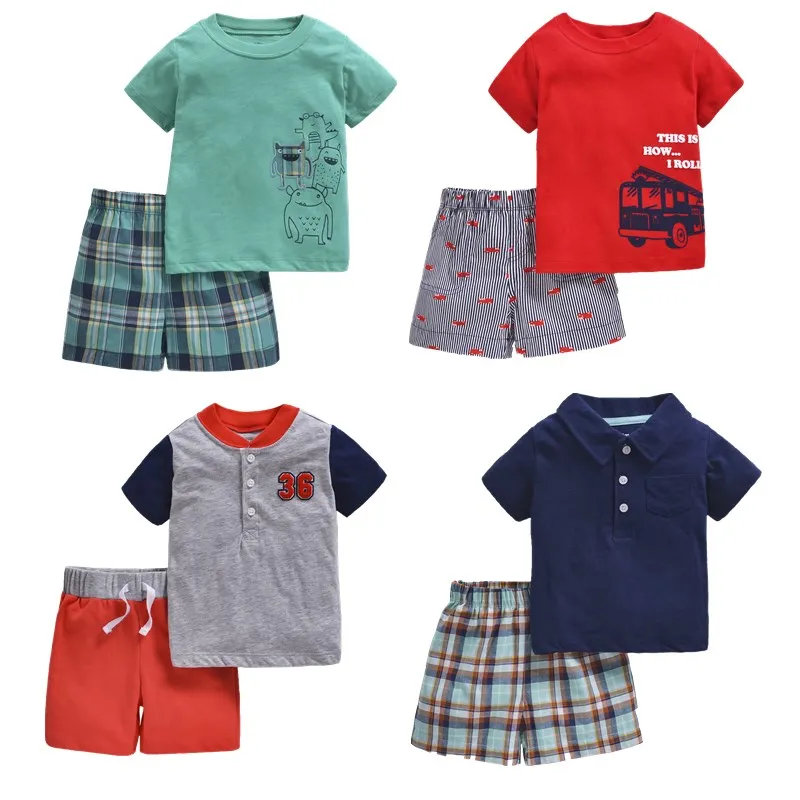 Baby Boys Clothing Set Summer Short Sleeve Cartoon Cotton 2020 fashion Infant Newborn Clothes Suit Outerwear T-shirts home love |