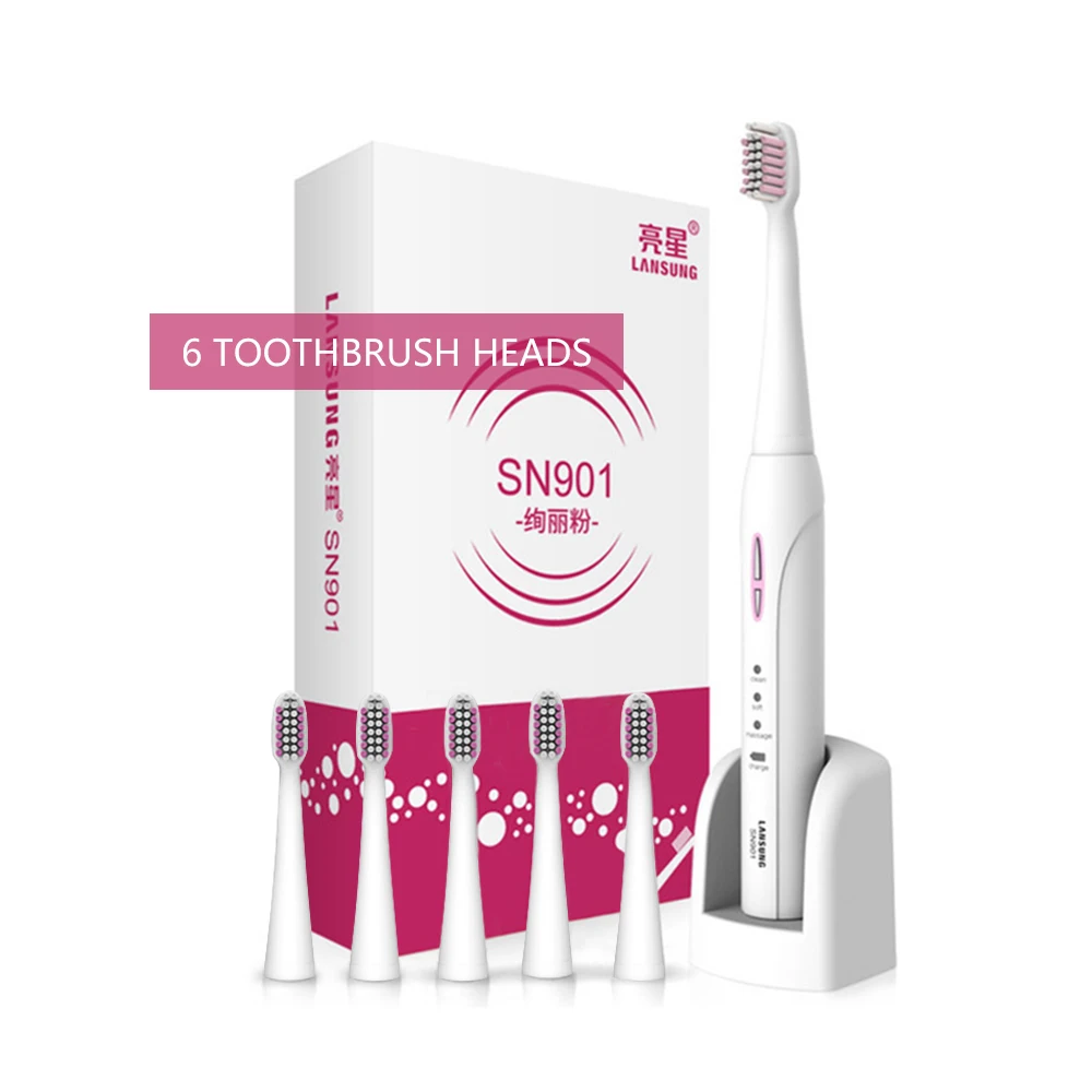 Cena Lansung elektryczna soniczna szczoteczka do zębów dla dorosłych inteligentna szczoteczka Ultra sonic akumulator 8 główki szczoteczek do zębów wymienne wybielanie