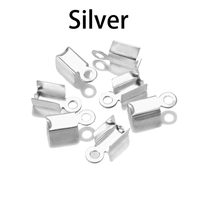 Crimp Bead Connectors Cord End Caps String Ribbon Leather Clip Foldover Cord Ends Fastener For DIY Jewelry Making Supplie
