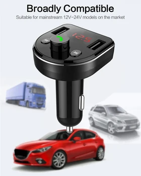 

Car MP3 Bluetooth Player 4.8A Dual USB Intelligent Shunt Car Charger Phone Handsfree FM Transmitter Digital Display Car Charger