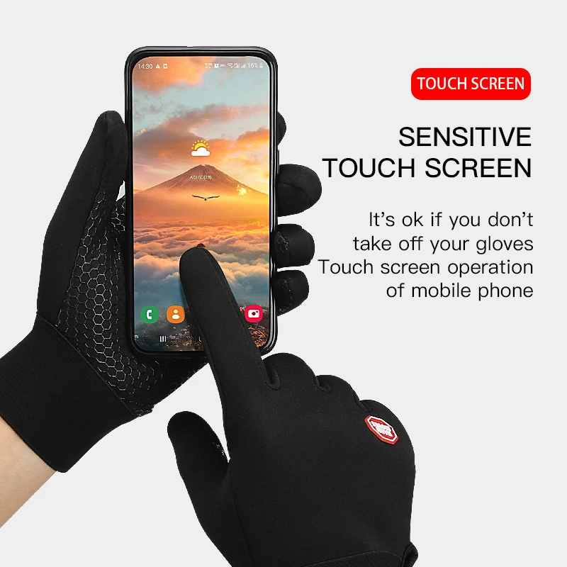 Winter Gloves Outdoor Sport Touch Screen Bicycle Bike Cycling Running Gloves For Men Women Windproof Simulated Warm Eldiven 3