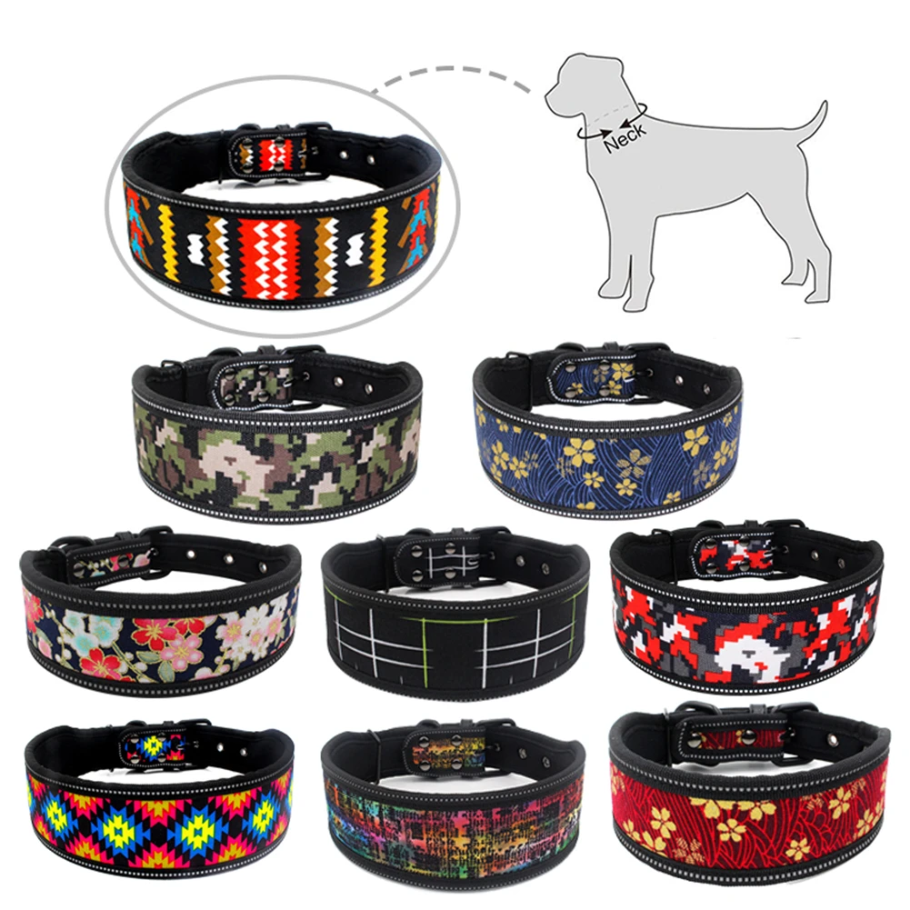 

Adjustable Pet Collar Lead Pet Supplies Reflective Camouflage Dog Collars For Small Medium Big Dogs Soft Print Type