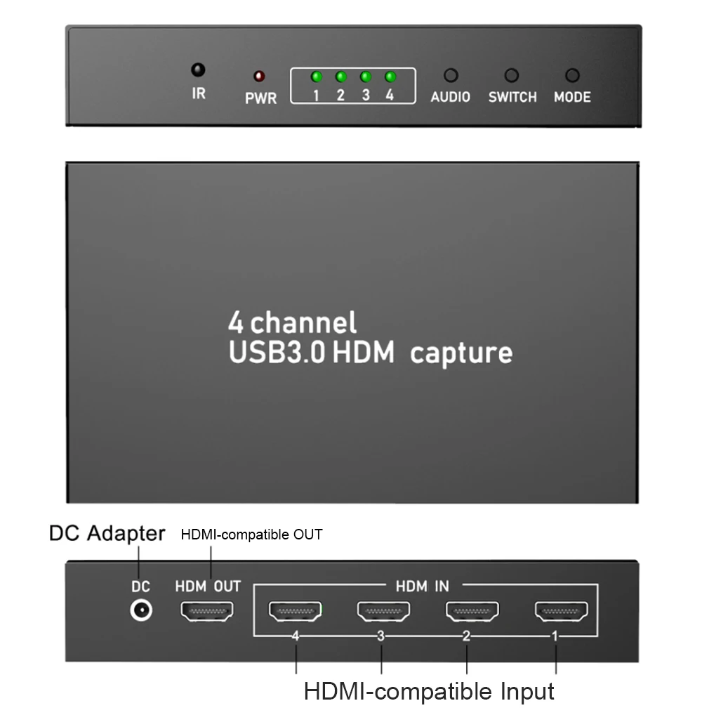 4X1 Quad Screen Multiviewer Varrat Nélküli Switch Pip & Usb 3.0 4