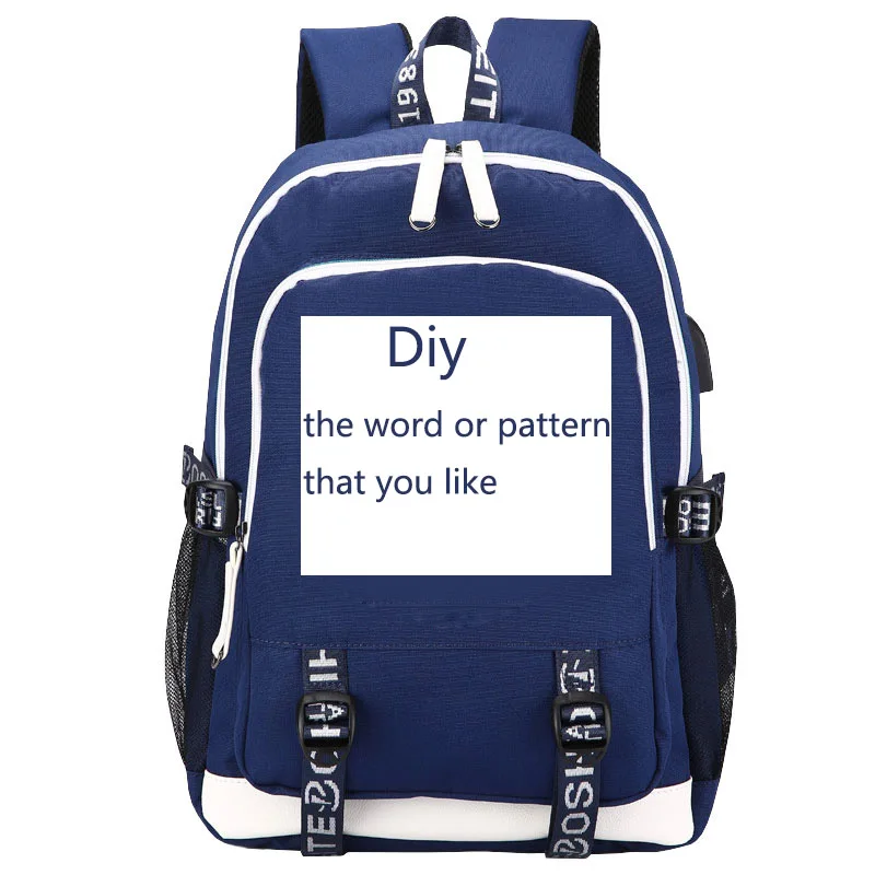 Аниме Мой герой Academy рюкзак Bookbags Midoriya izku школьный рюкзак usb зарядка путешествия Laptopbag для подростков студентов - Цвет: DIY