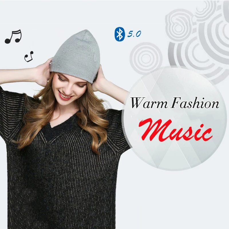 HUAIOU Bluetooth 5 0 Hat Headphones Music Warm Headband Colorful Knits Sleeping Headwear Unisex Sports Speaker Sports Headset