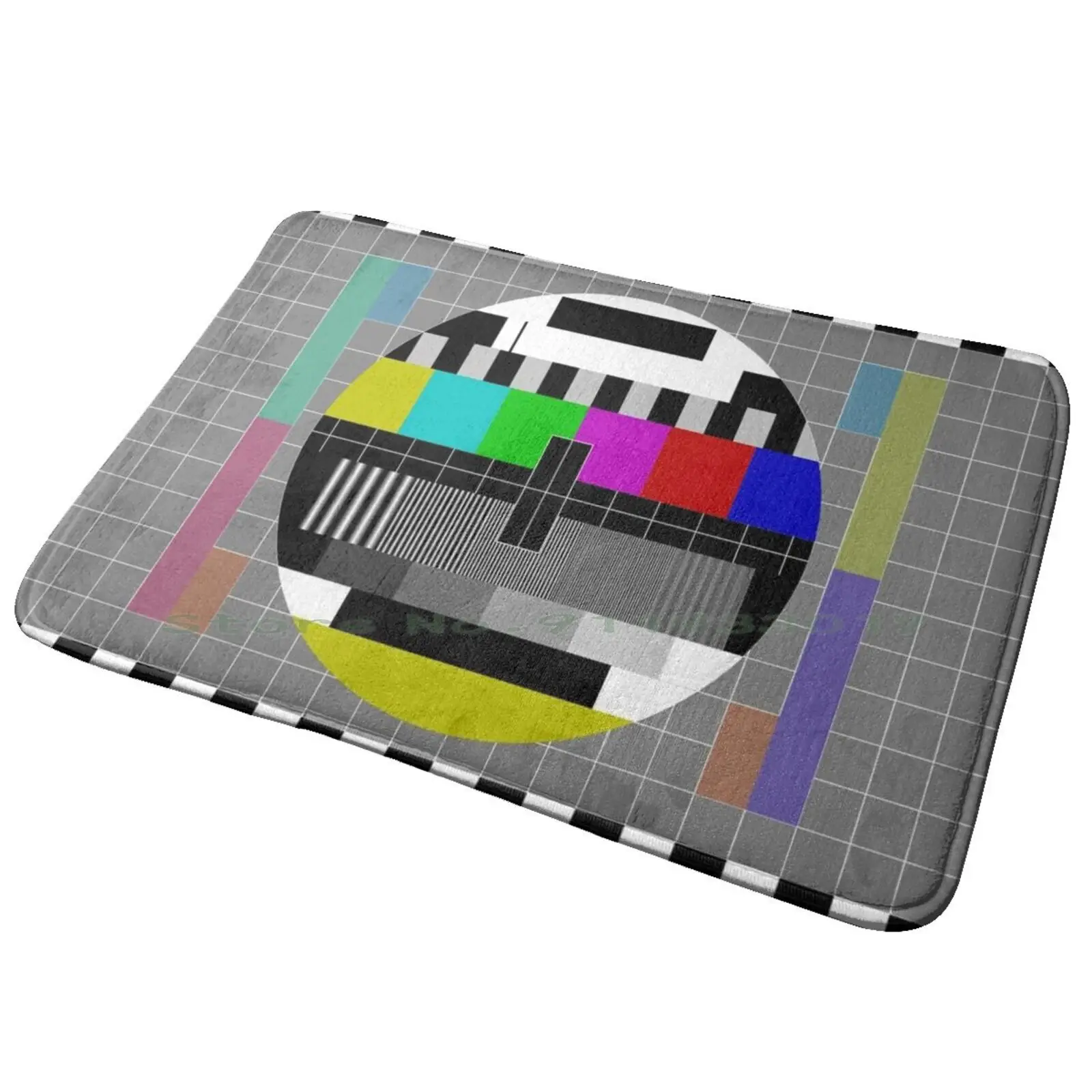 

Tv Test Card Pattern Design Entrance Door Mat Bath Mat Rug Tv Program Background Pattern Tv Color Test Please Stand By Screen