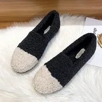 Mixed Colors Curly Wool Fur Moccasins Femme Fur Flats Ins Plush Winter Shoes Women Thicken Soled Fleeces Loafers Plus Size 34-43 2