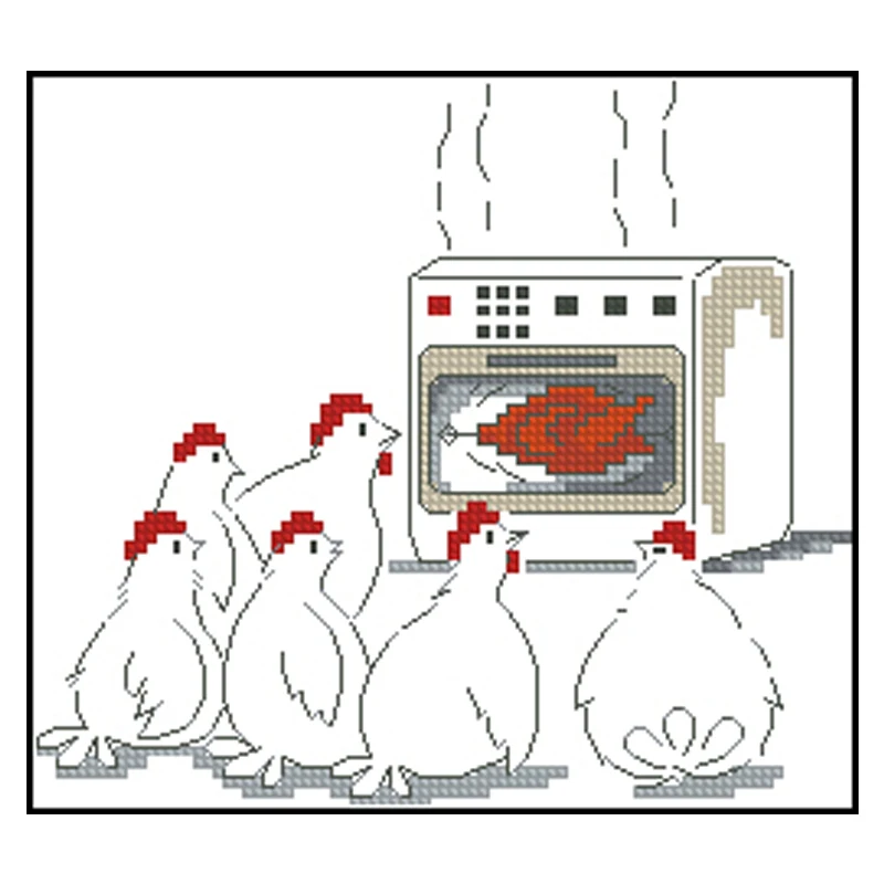 Six worried chickens Chicken in the oven Turkey Hen and rooster