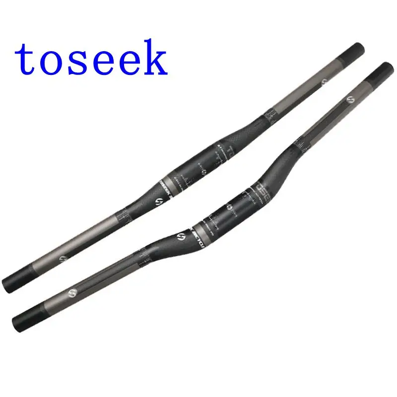 Manillar de bicicleta de carbono TOSEEK, manillar de bicicleta de montauna, plano/de elevación, manillar de bicicleta 620-740 мм