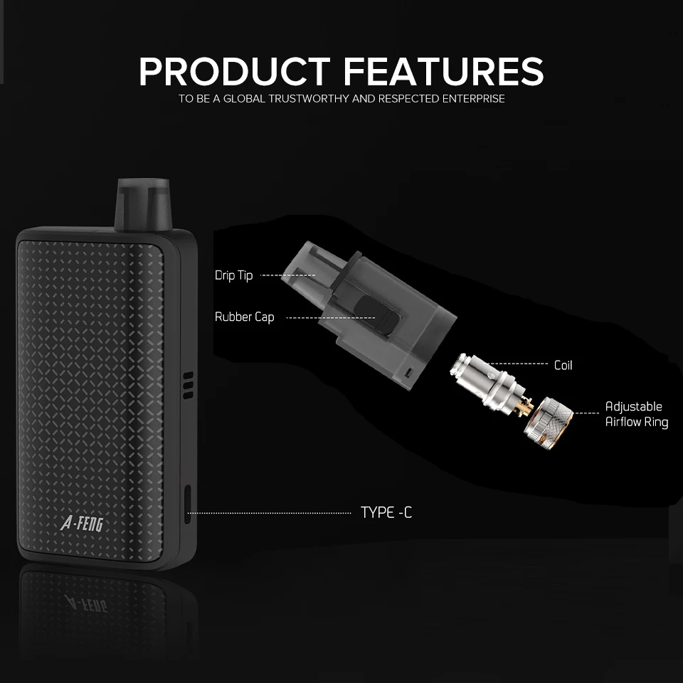 Original Snowwolf Afeng Pod Kit With 3ml Cartridge Mesh Coil Electronic Cigarette 22W Powered By 18650 Battery Mod Vape Kit