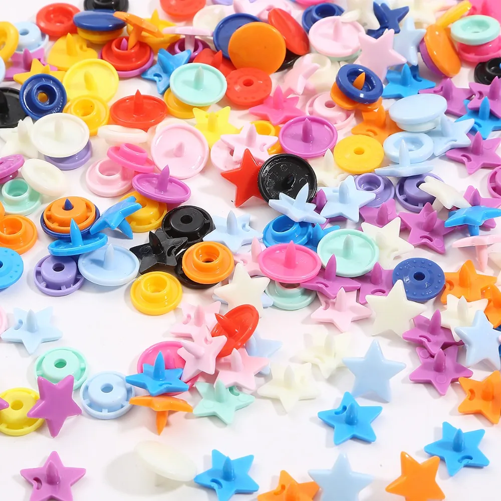 Description Picture 5 of item10/20sets Heart/Star Shaped T5 Plastic Snap Button Fastener Press Buttons For Baby Clothes Clips Buttons Garment Accessories