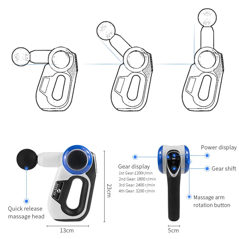 Дропшиппинг бустер S Портативный Массажный пистолет устройство 4 скорости ткани массаж мышц Пистолет Беспроводная терапия вибрмассажер для тела
