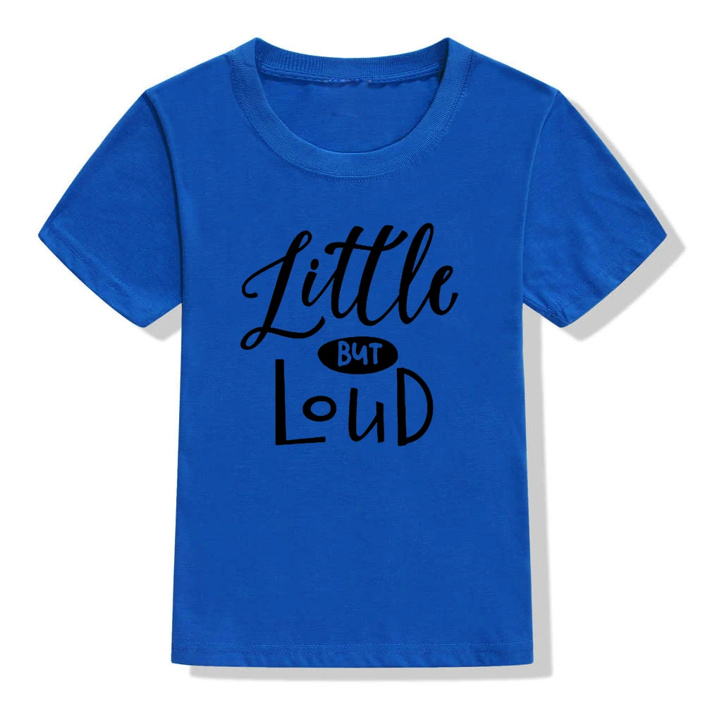 Детская футболка с надписью Little But Loud футболка для мальчиков и девочек, одежда для малышей забавные модные футболки, Прямая поставка - Цвет: H406-KSTBU-