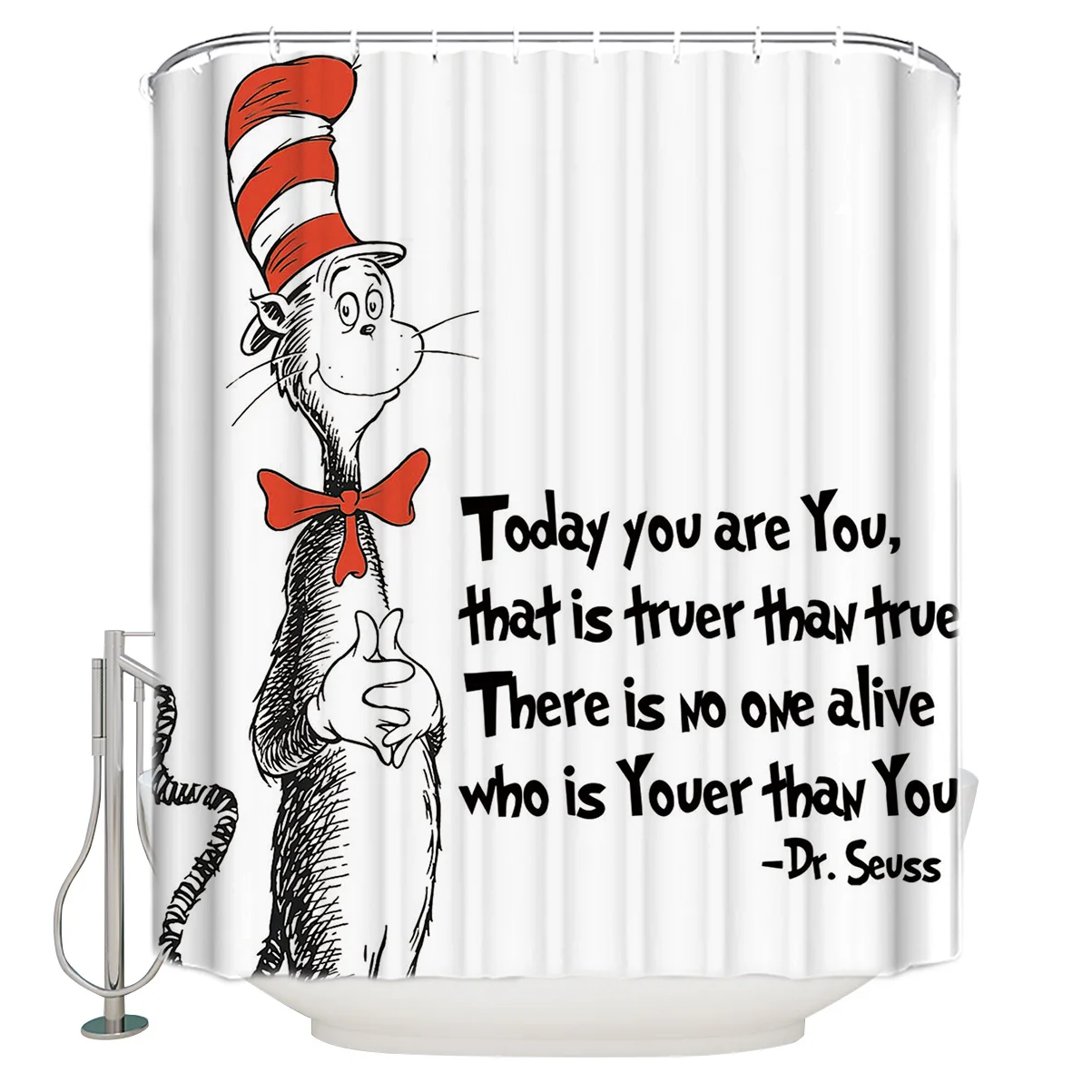 Штора для душа Dr. Seuss с высокой шляпой, водонепроницаемая занавеска для ванной комнаты