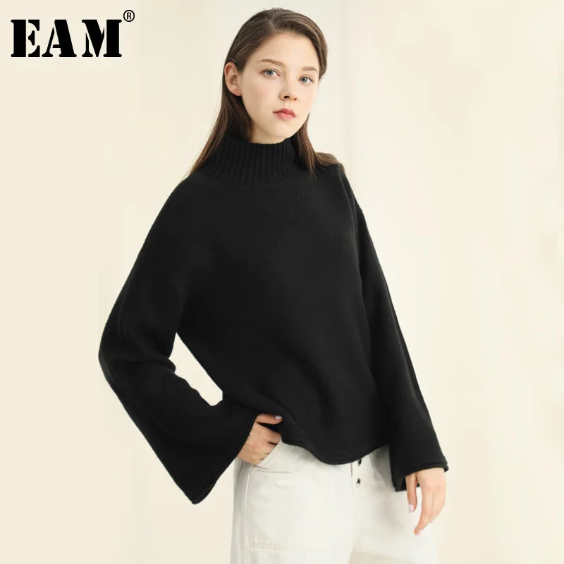 

[EAM] Diamond Shape Personality Knitting Sweater Loose Fit Turtleneck Long Sleeve Women New Fashion Autumn Winter 2019 JZ077