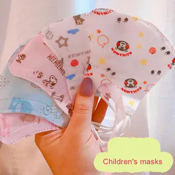 

10pcs PM2.5 Kids Disposable Face Mask Child Mouth Mask Anti Exhaust Dust Colorful Graphic 3-12 years Nonwoven For Baby Health