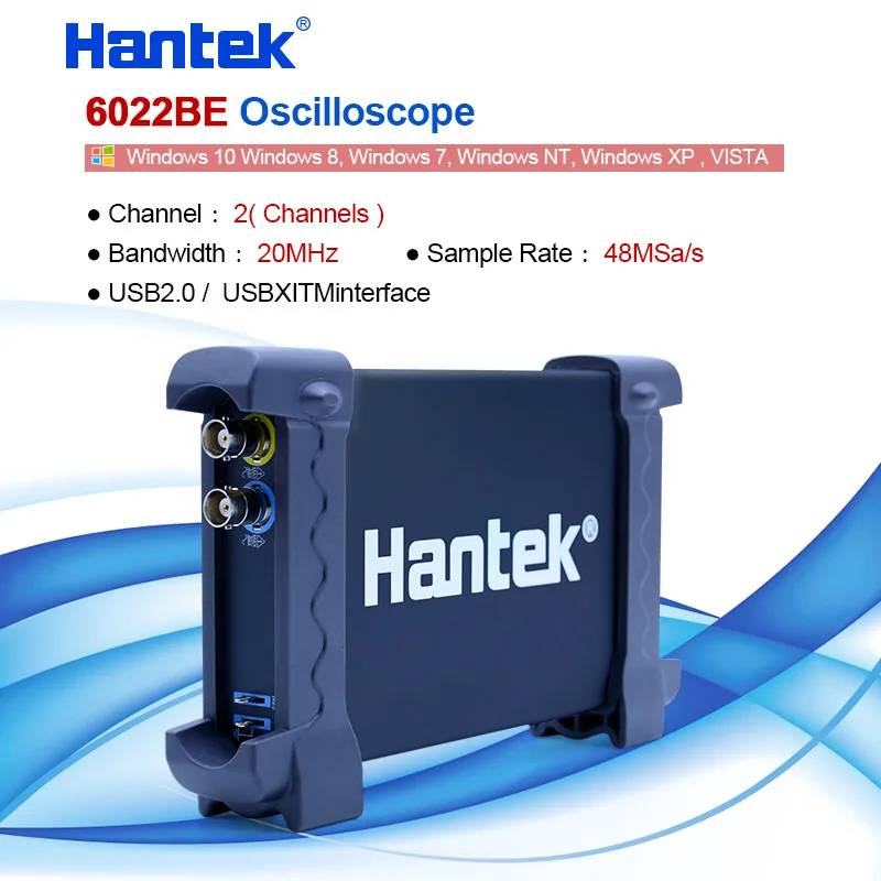 Online Hantek 6022BE PC USB virtual oscilloscope Digital Storage 2Channels 20MHz 48MSa s Oscilloscope