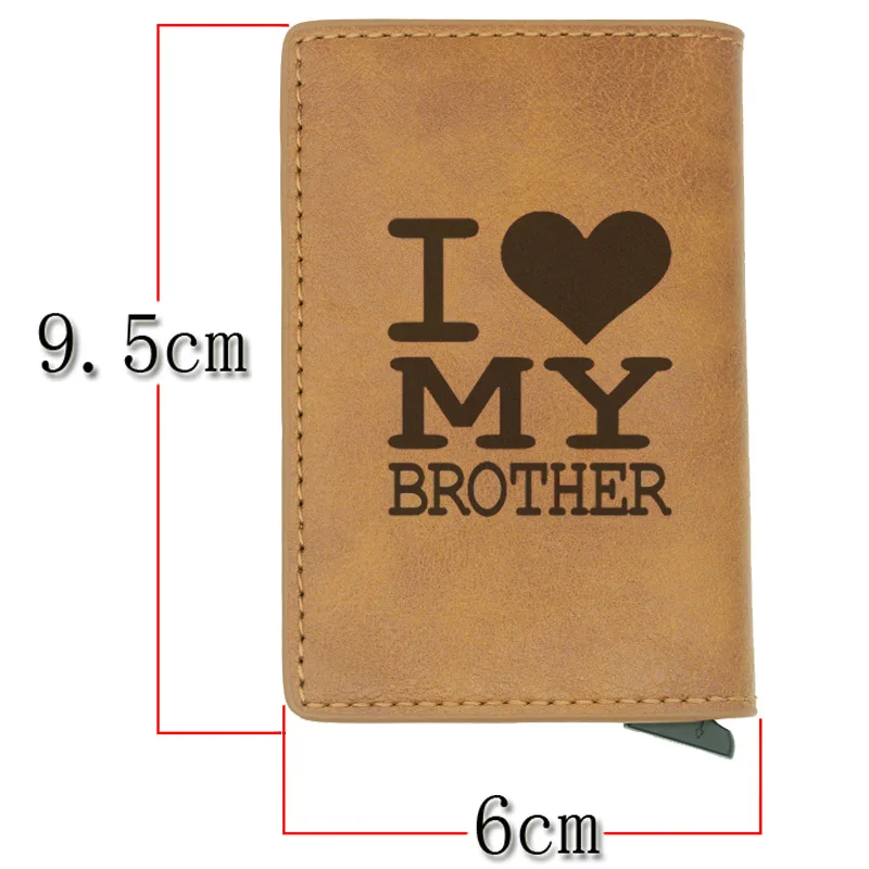 Семейный член I love my Brother, дизайнерский Rfid держатель для карт, мужские и женские кошельки, короткий кожаный тонкий кошелек, мини кошелек, подарки