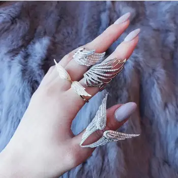 

Luxury Statement Stackable Wing Ring For Women Wedding Cubic Zircon Engagement Dubai Punk Bridal Top Finger Rings j1881