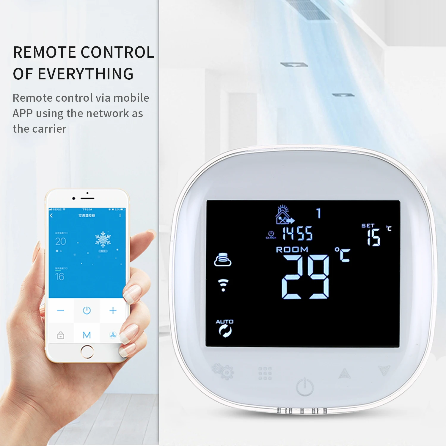 

90~240V Wi-Fi Remote Control Heating Thermostat LCD Digital Display Programmable Temperature Controler