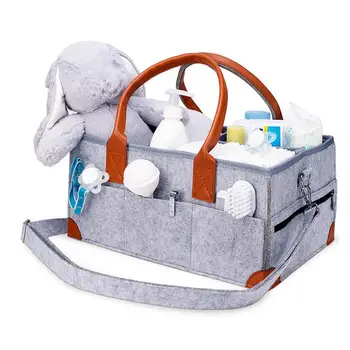 

2020 baby stroller storage bag solid color new felt diaper bag large capacity urine non-wet storage bag free shipping