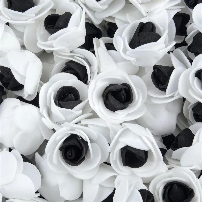 200pcs 3cm Mini Double color Artificial Pe Foam Rose Flower Heads For Wedding Decoration DIY Handmade Fake Flowers Ball Craft 