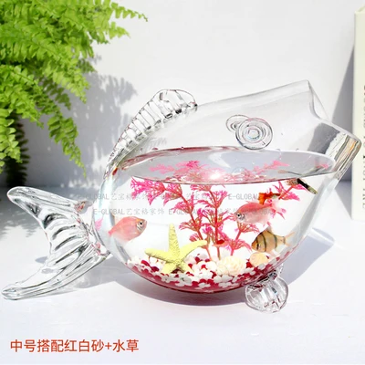 Kreatív Hal Alakú Üveghalak Akvárium Vastag Áttetsző, Nem Mérgező Ólom-Mini Aranyhal Tartály - Image 3