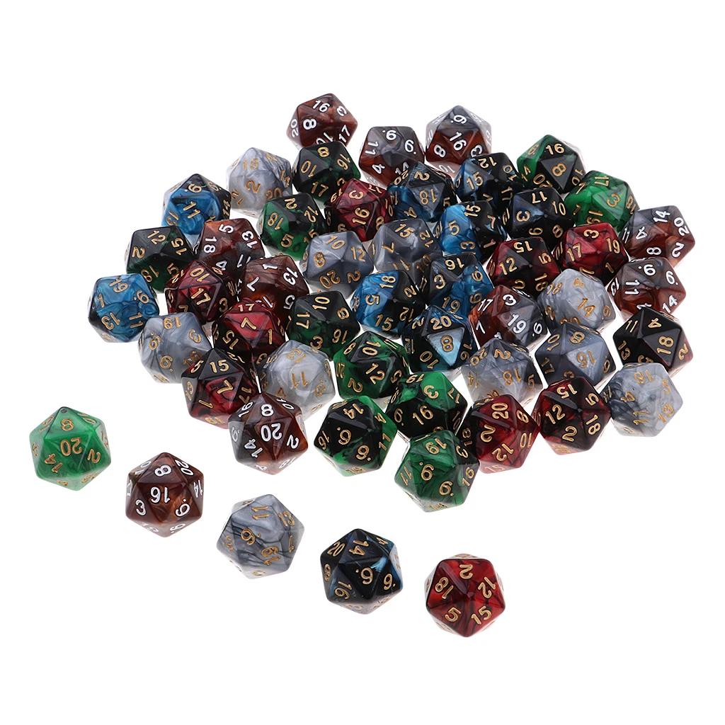50pcs D20 16mm Dice for Friends ,Family , Travel Board Games Gifts