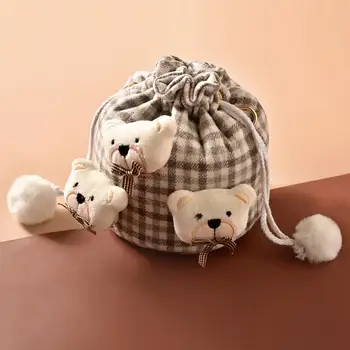 

Angelatracy 2020 New Arrival Cute Bear Cartoon Animal Fuzzy Ball bow сумка женс Storage Bag Summer Crossbody String Bag Bucket