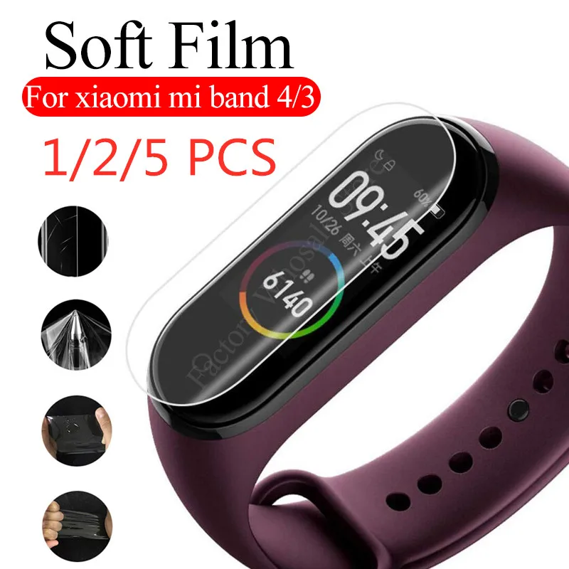 Mi band 4 3 защитный чехол Защитная пленка 5 шт. 2 1 для Xiaomi mi против царапин браслет