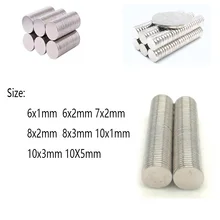 

50/100pcs mini powerful round magnets small permanent rare earth powerful neodymium artwork 6X1 6X2 7X2 8X2 8X3 10X110X3 10X5mm