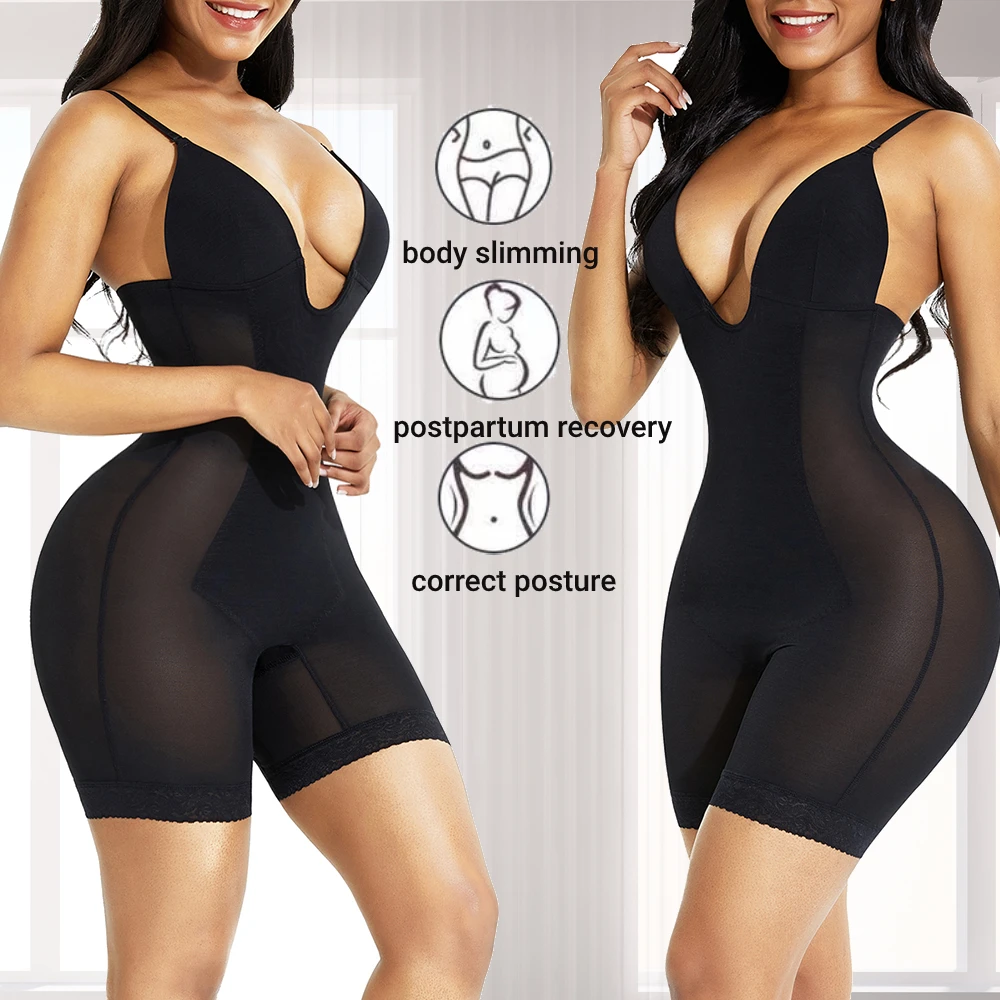 Body Shaper сексуальный глубокий V образный вырез открытая спина боди ремень с u