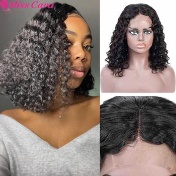 

Miss Cara 8-14 inches Short Bob Wigs Human Hair Lace Front Wigs Remy Malaysian Water curly Wigs For Black Women Short Human Hair
