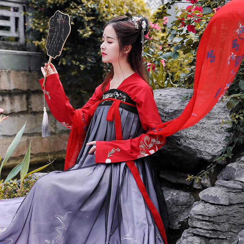 Hanfu Chinese Style Ancient Costume Traditional Folk Dance Stage Performance Clothing Retro Singers Princess Fairy Dress - Цвет: Color1