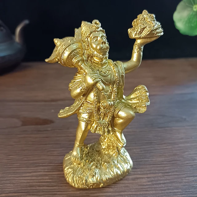 Statue Hanuman en or, ornements en résine, singe hindou indien, dieu bouddha, Sculpture, décoration de la maison, cadeau porte-bonheur 4