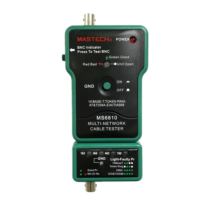 Портативный профессиональный многосетевой Кабельный тестер MASTECH MS6810 RJ45 BNC тесты