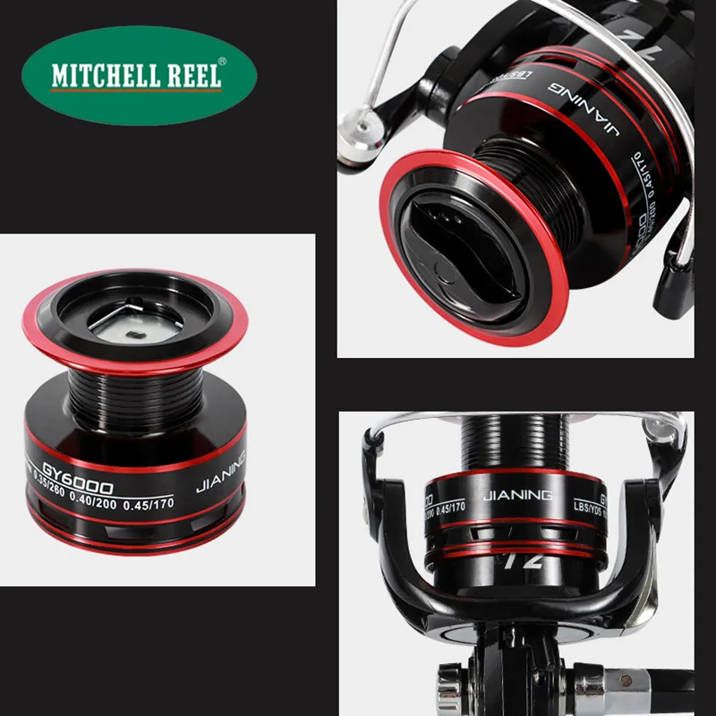 Mitchell REEL Fishing Reel Spinning 12KG Max Drag 7000 Series 5.2:1 High Speed Metal Spool Spinning WheelforSea FishingCarp